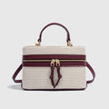 Cream & Burgundy Top-Handle Bag