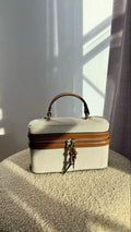 Cream & Brown Top-Handle Bag