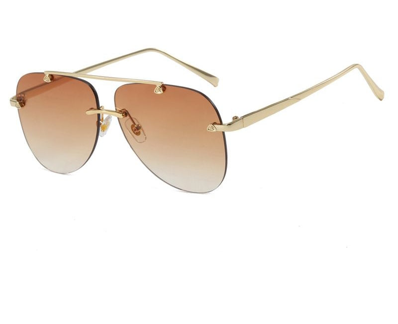 Luxe Rimless Aviator Sunglasses